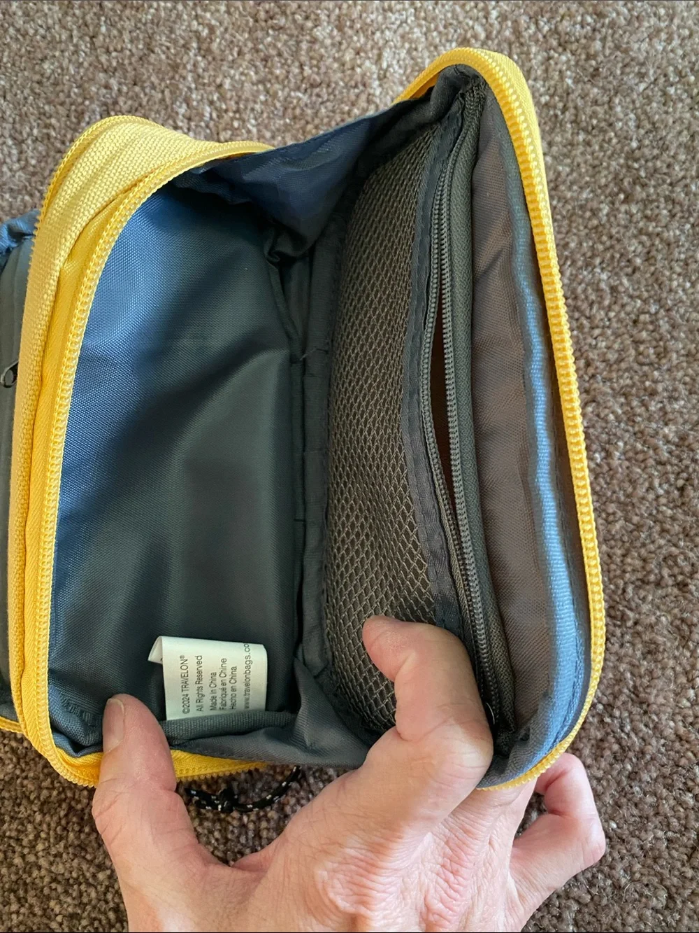Travelon Mustard Yellow Electronics Accessory Pouch NWOT